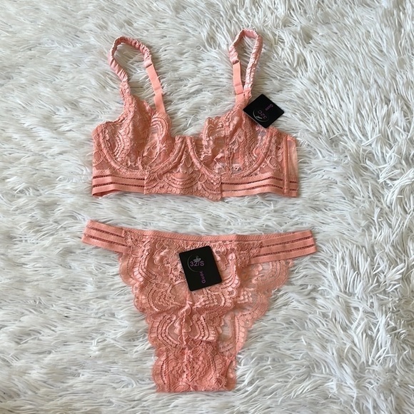 Guoeappa Women's Sexy Soft Lace Lingerie Floral Underwire Sheer pink size Small - Picture 3 of 12